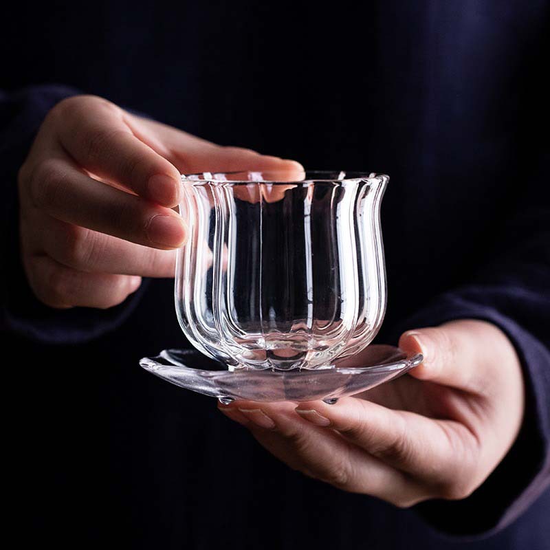 Japanese Pottery - Handmade Heat Resistant Borosilicate Glass LotusTeaCup