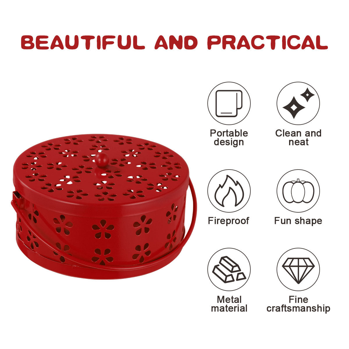 Incense Holder - Box Fireproof Metal Retro Hollow Out