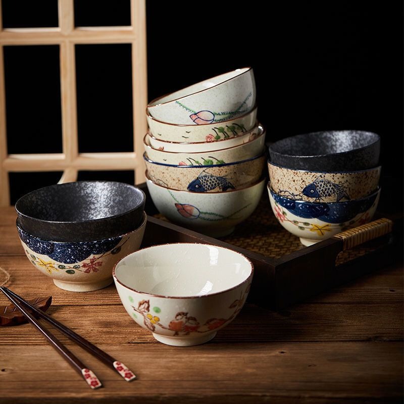 Japanese Pottery - 5inch Japanese Style Ceramic Rice Bowl
