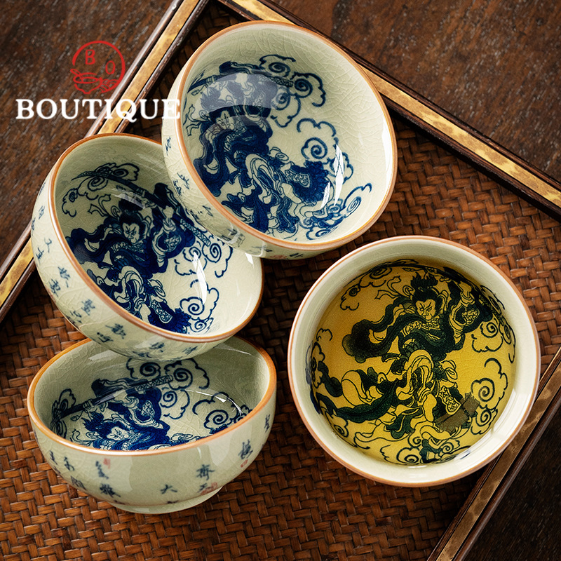 Japanese Pottery - 100ml Old Pottery Clay Blue and