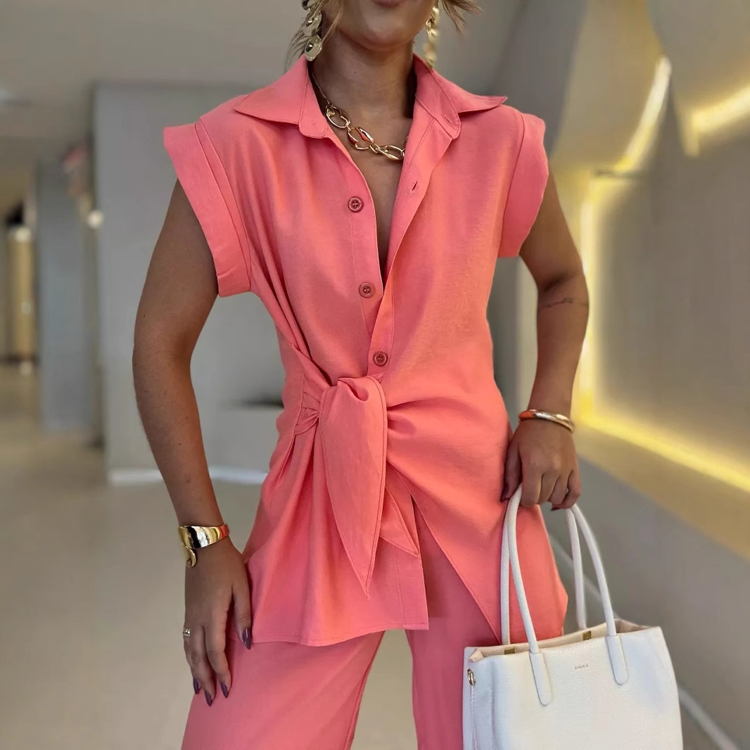 Women Tie Waist Short Sleeve T - Matcha recension och pris